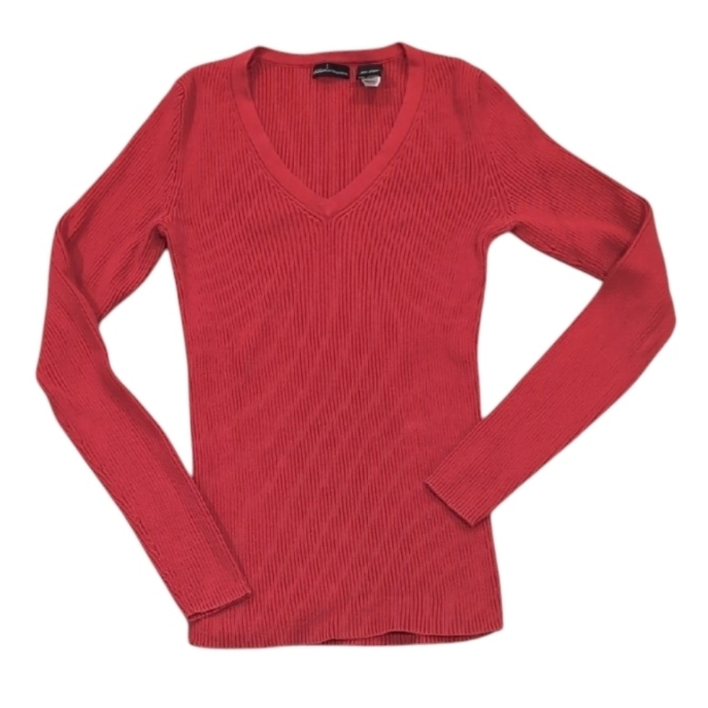 Moda International Women's Scarlet V-Neck Sweater Size Small - Picture 2 of 6